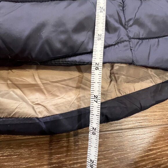 Laundry by Shelli Segal Asymettrical Packable Puffer Jacket Navy/Gold Sz L - Picture 10 of 14